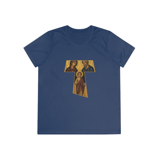 Holy Family Tau Cross – I AM Back Women's Dry-Fit Performance Tee