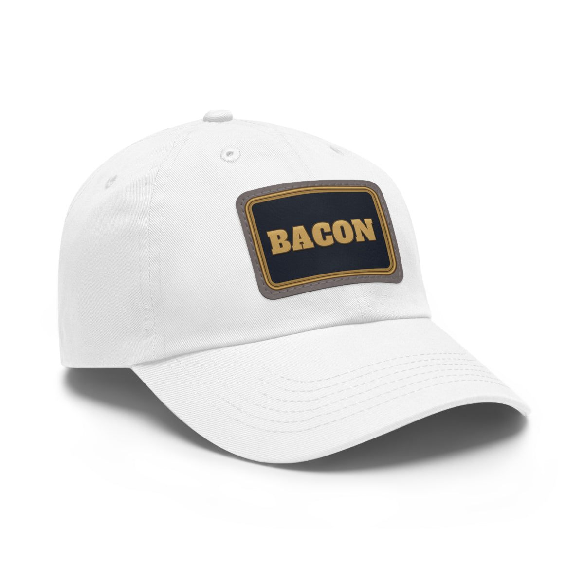 BACON Gold Block Faux Leather Patch Dad Hat