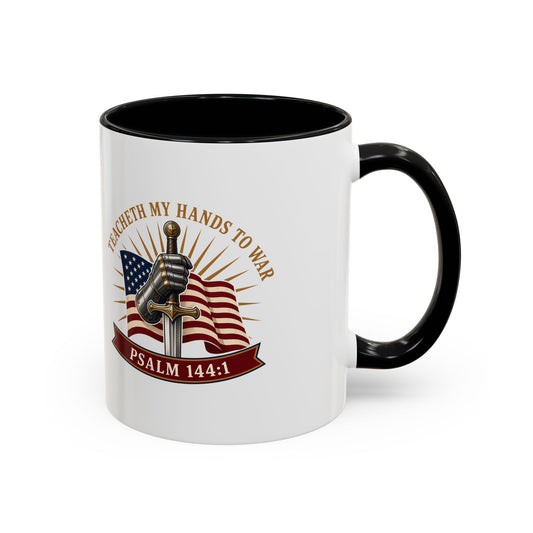 Gauntlet & Flag Psalm 144:1 Accent Mug