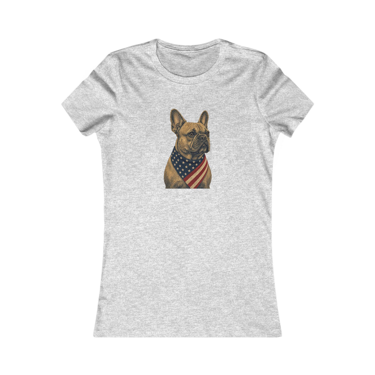 Patriotic French Bulldog American Flag Bandana Women's Slim Fit Tee