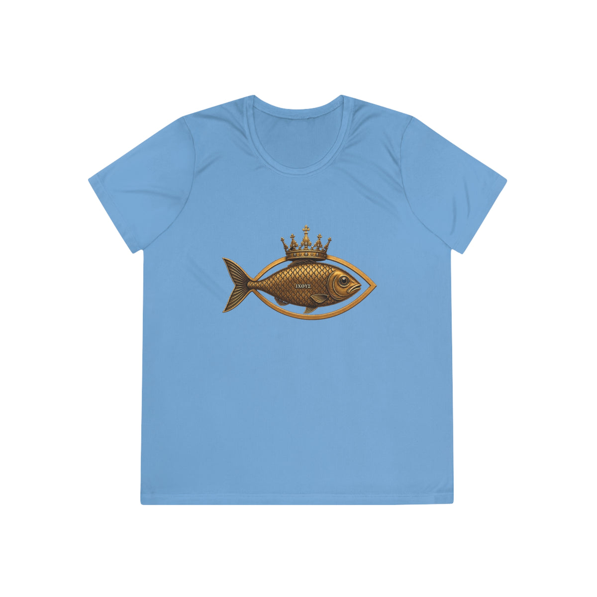 Crowned Ichthys Jesus Fish Women's Dry-Fit Performance Tee