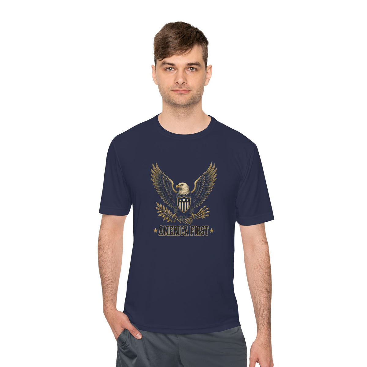 America First Eagle Men's Dry-Fit Performance Tee