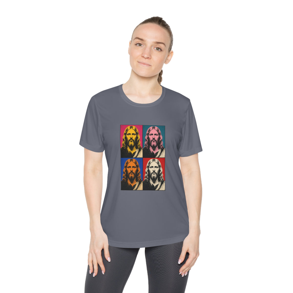 Jesus Pop Art Grid Women's Dry-Fit Performance Tee