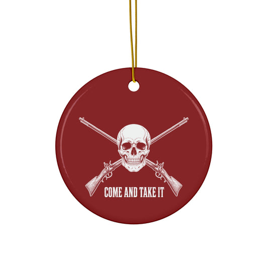 Come and Take It Jolly Roger Ceramic Christmas Ornament