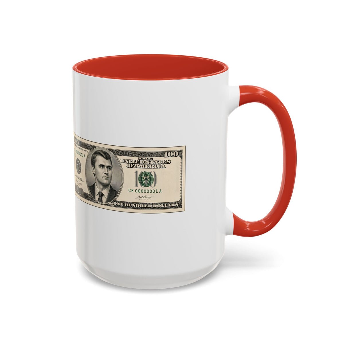Charlie Kirk $100 Bill Accent Mug