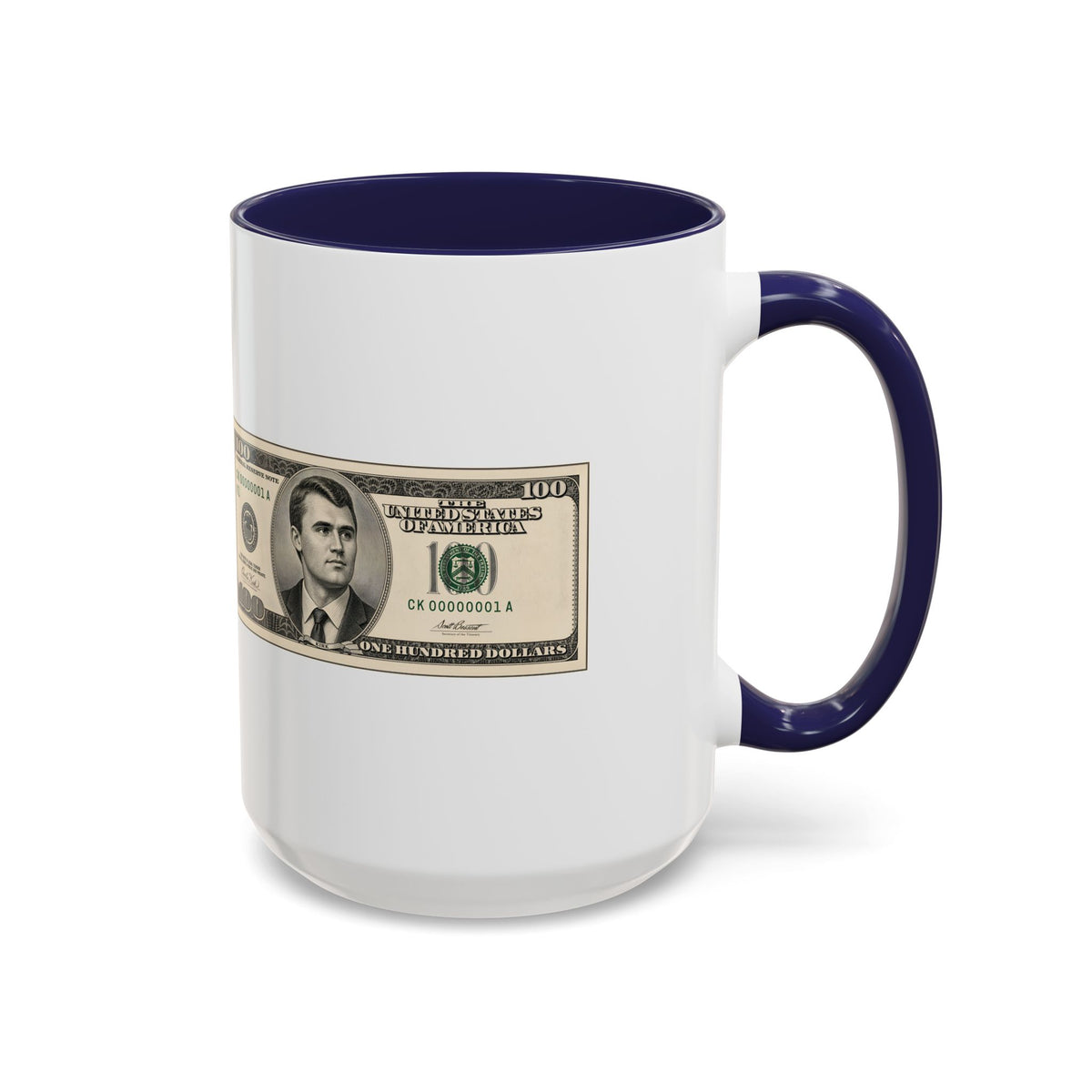 Charlie Kirk $100 Bill Accent Mug