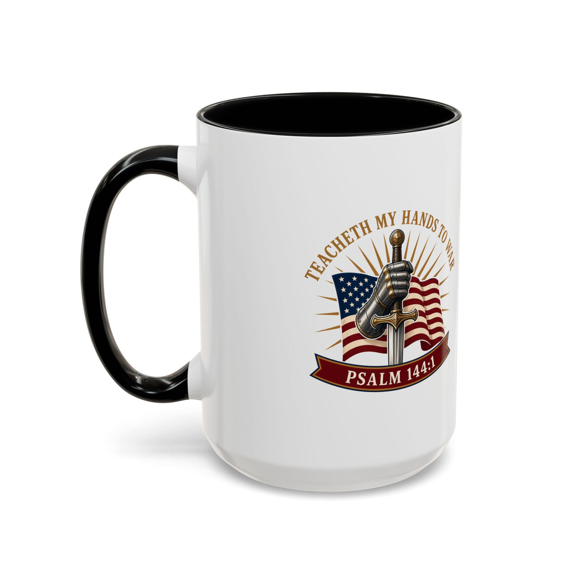 Gauntlet & Flag Psalm 144:1 Accent Mug