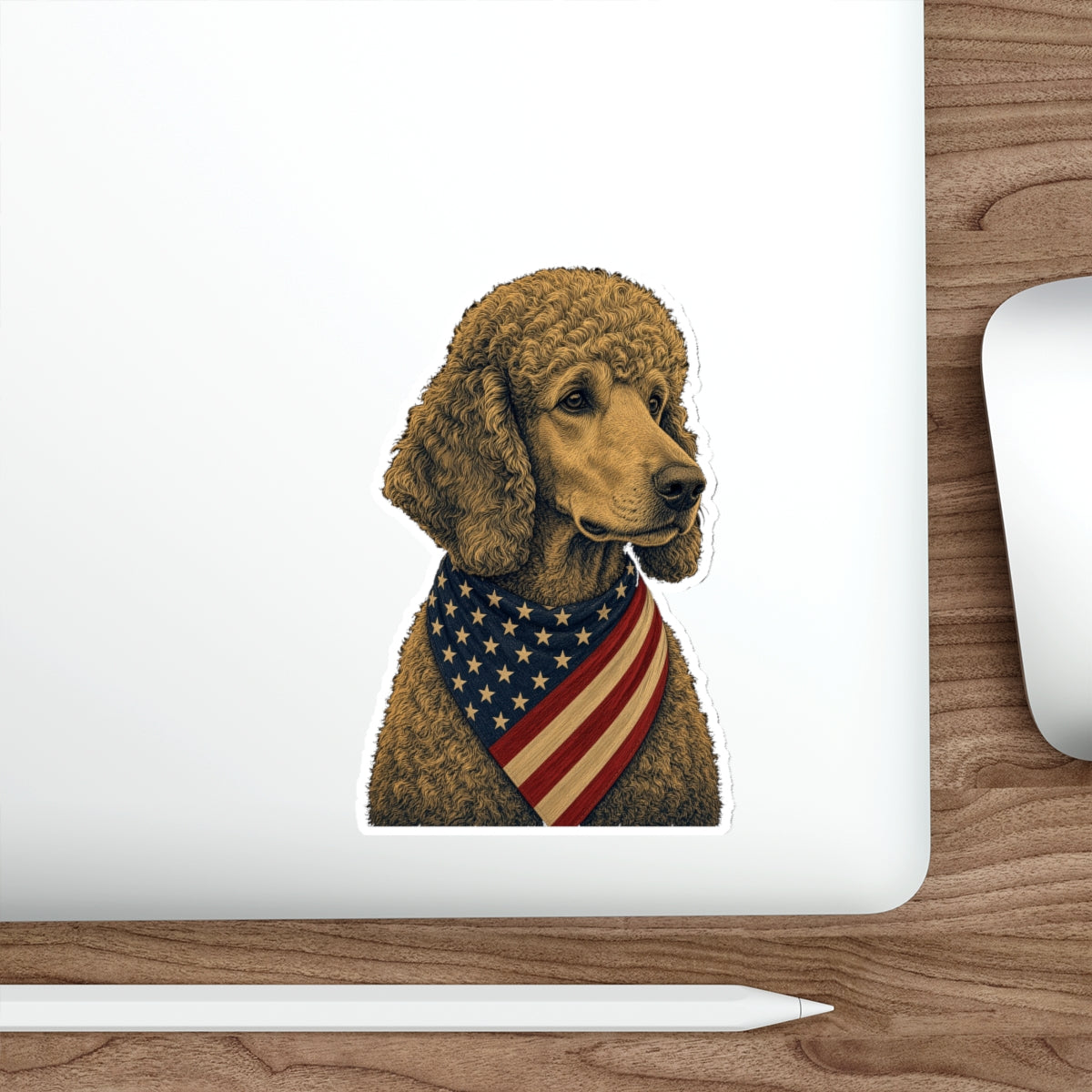 Patriotic Poodle American Flag Bandana Die-Cut Sticker