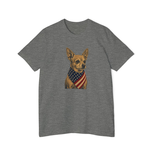 Patriotic Chihuahua American Flag Bandana Lightweight Tee in Deep Heather – flat front