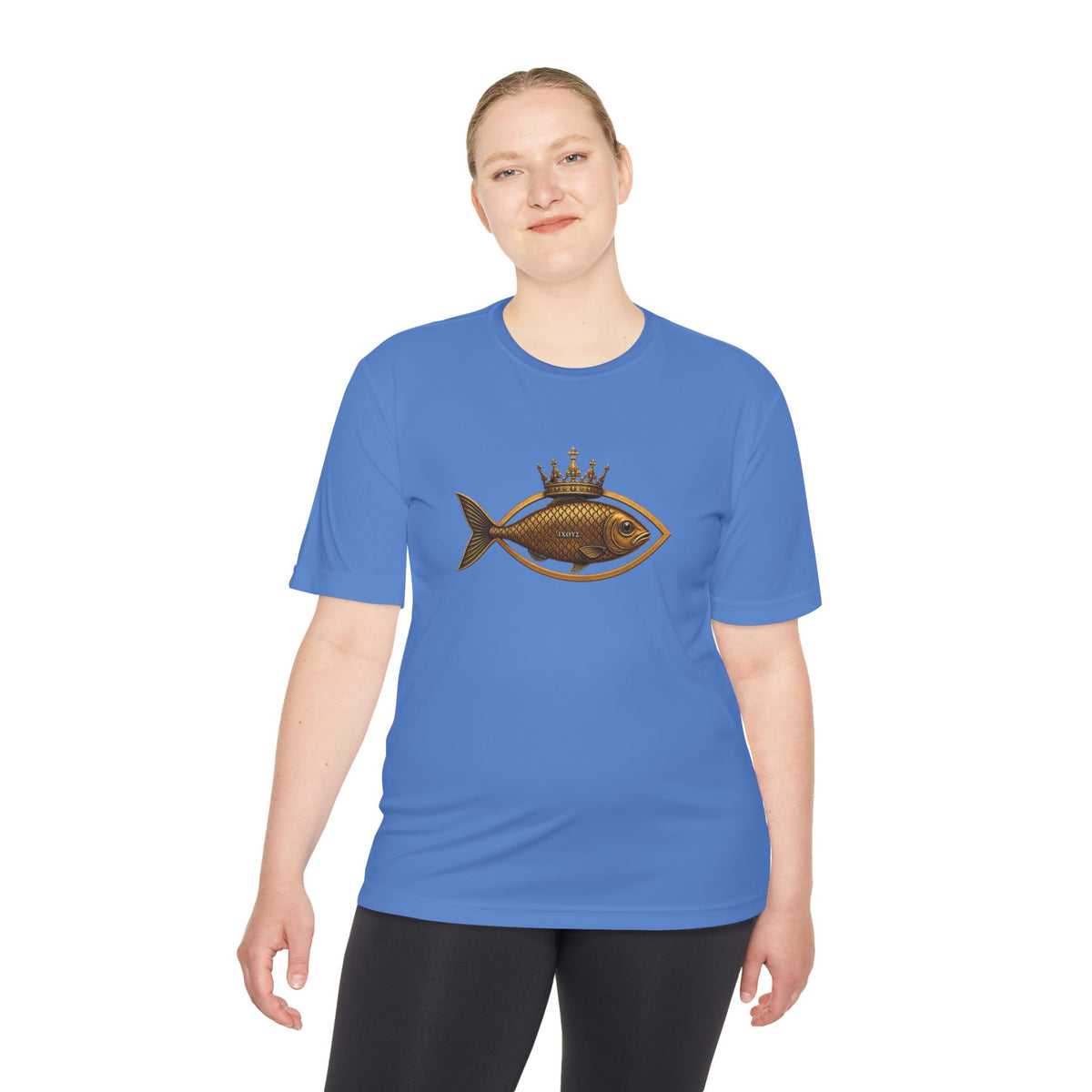Crowned Ichthys Jesus Fish Men's Dry-Fit Performance Tee