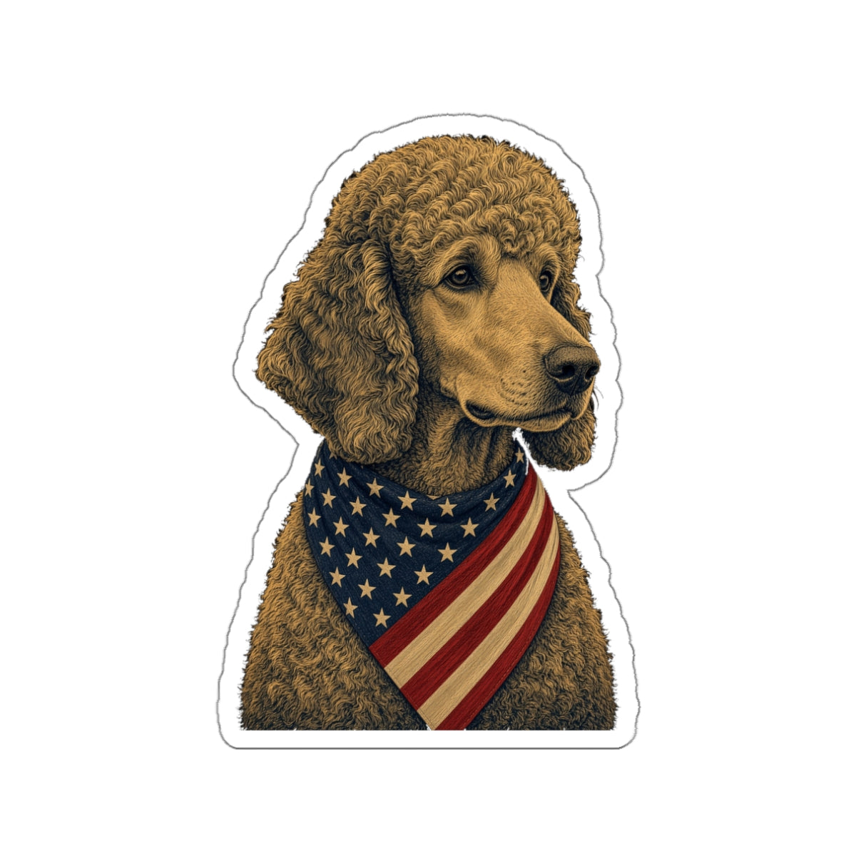 Patriotic Poodle American Flag Bandana Die-Cut Sticker