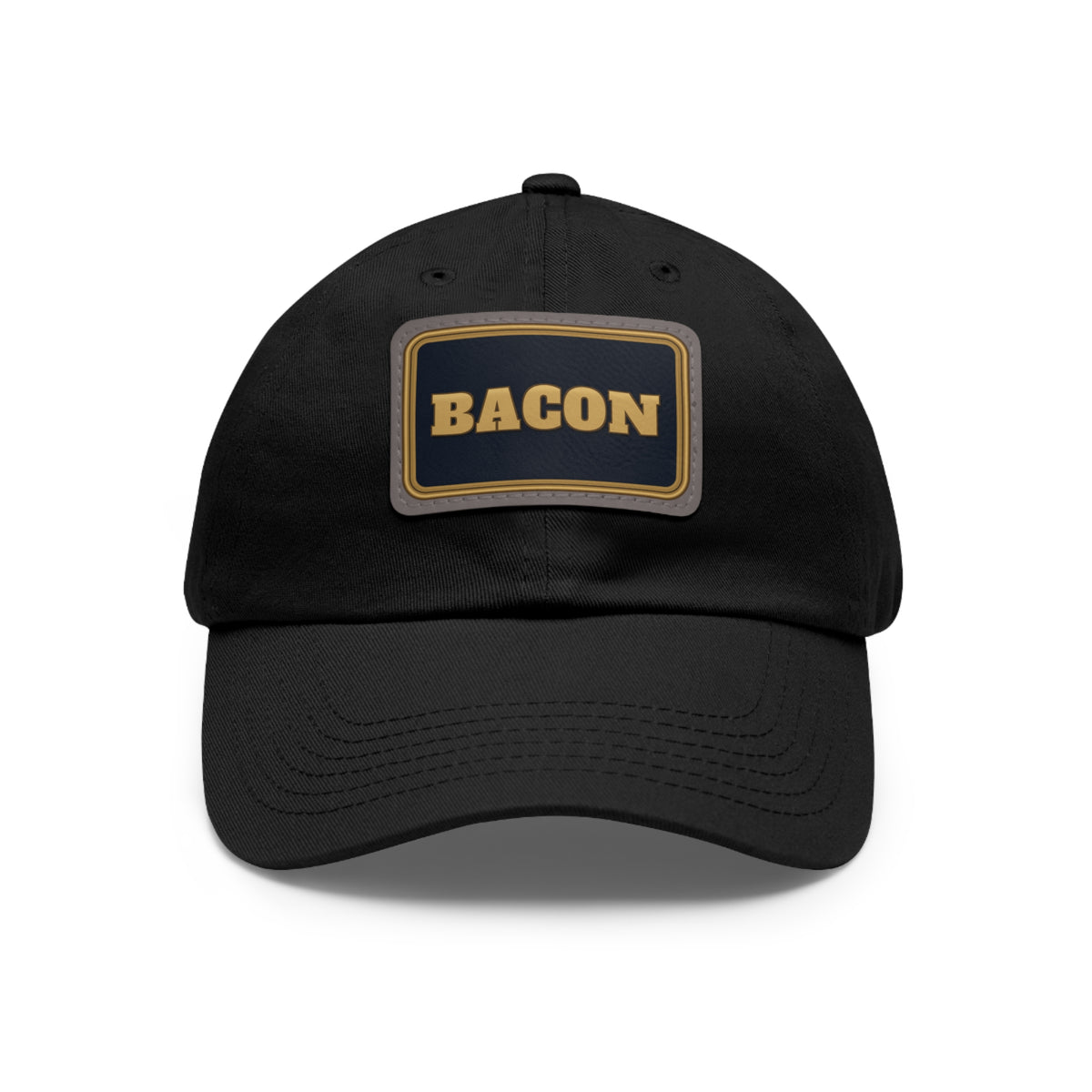 BACON Gold Block Faux Leather Patch Dad Hat
