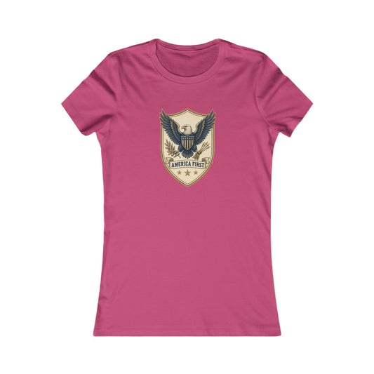 America First Badge Women's Slim Fit Tee
