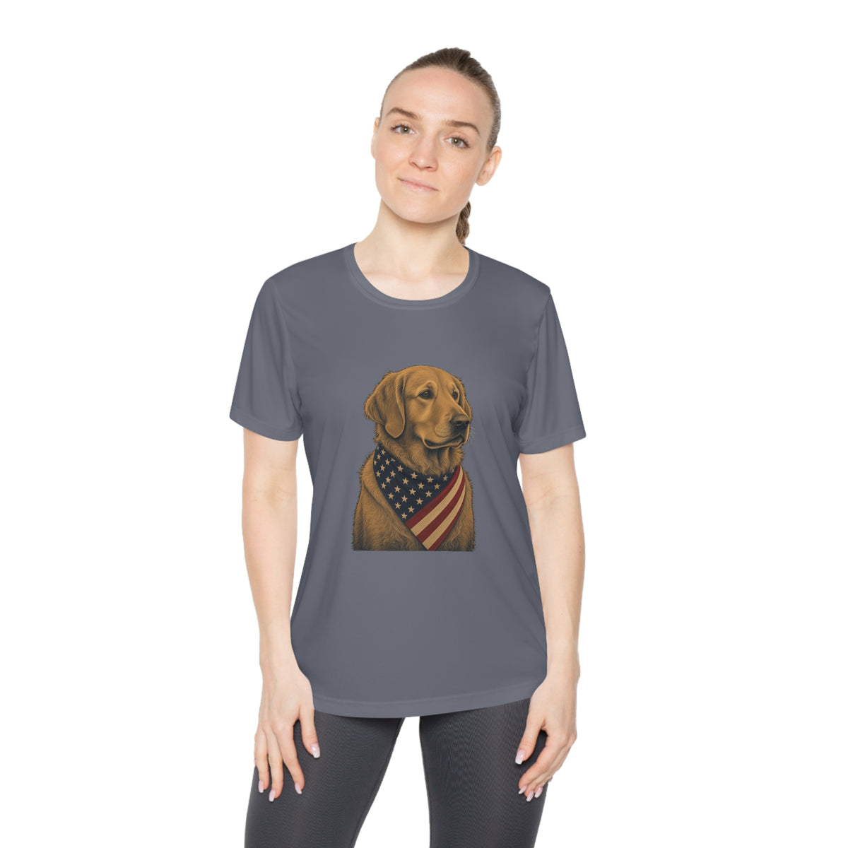 Patriotic Golden Retriever American Flag Bandana Women's Dry-Fit Performance Tee