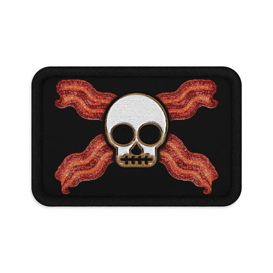 Bacon Jolly Roger Embroidered Velcro Patch