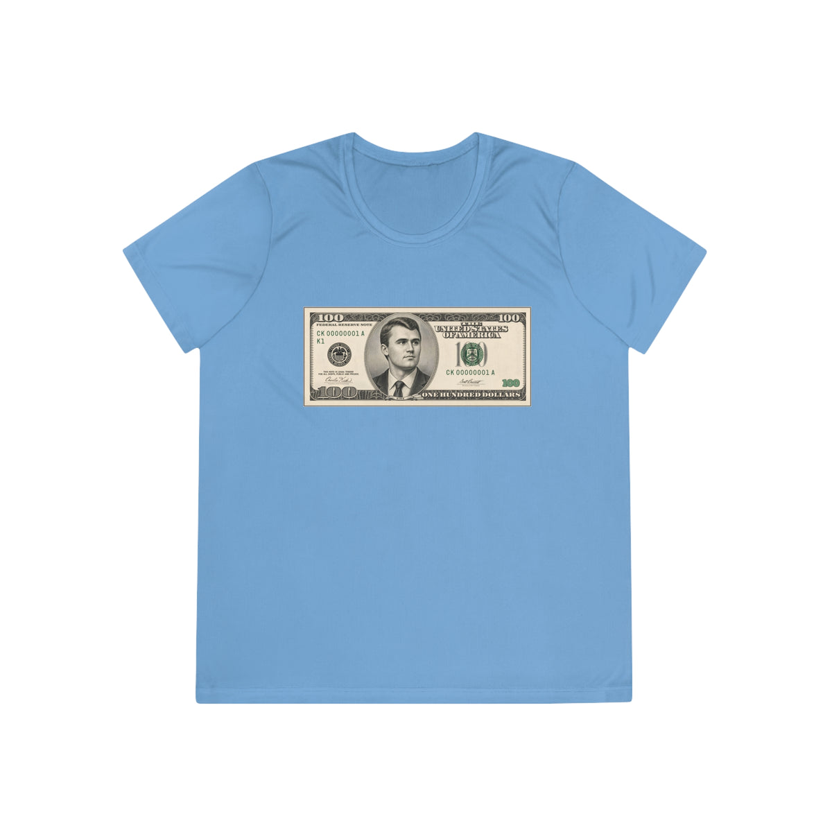 Charlie Kirk $100 Bill Women's Dry-Fit Performance Tee