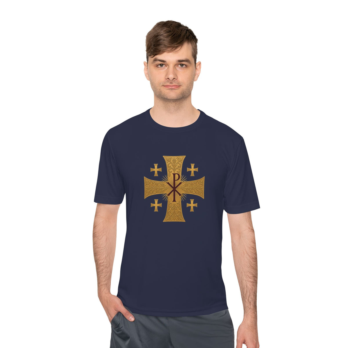 Chi-Rho Jerusalem Cross Men's Dry-Fit Performance Tee