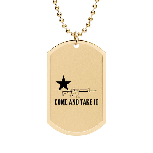 Come and Take It Rifle Dog Tag Necklace