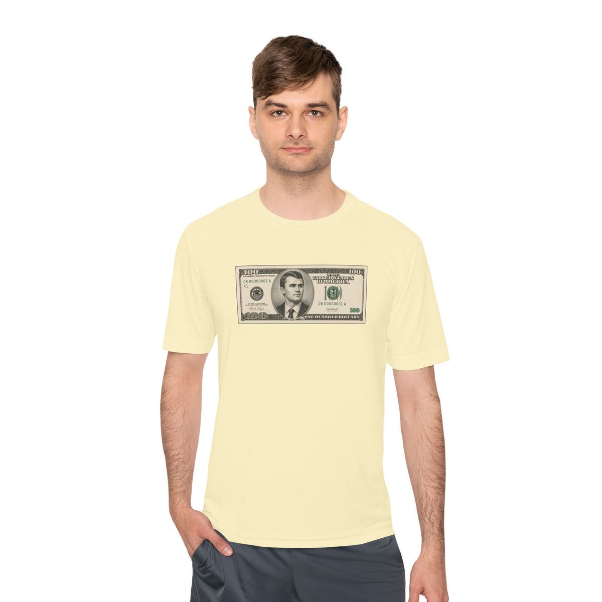 Charlie Kirk $100 Bill Men's Dry-Fit Performance Tee
