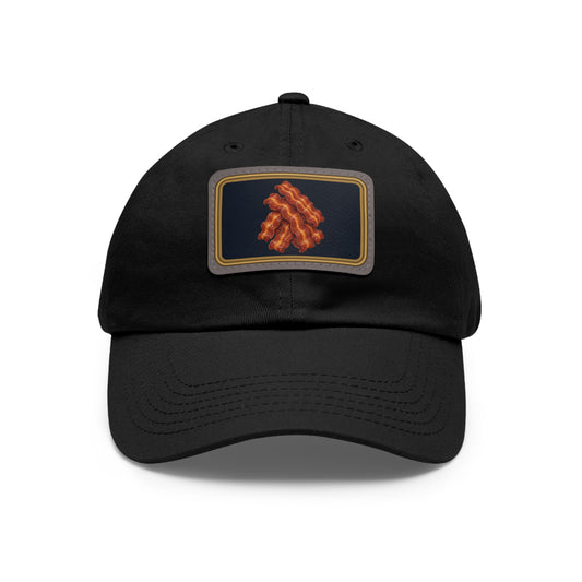 Bacon Pile Faux Leather Patch Dad Hat
