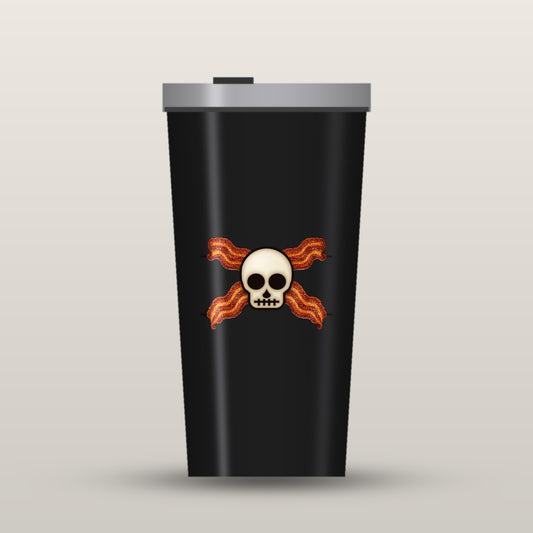 Bacon Jolly Roger black 20oz insulated tumbler