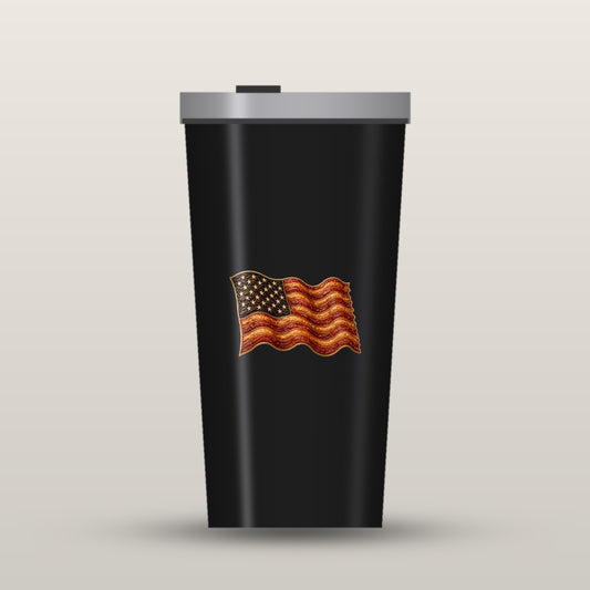 Bacon Flag black 20oz insulated tumbler