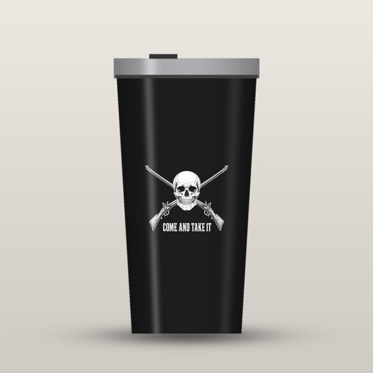 Come and Take It Jolly Roger black 20oz insulated tumbler