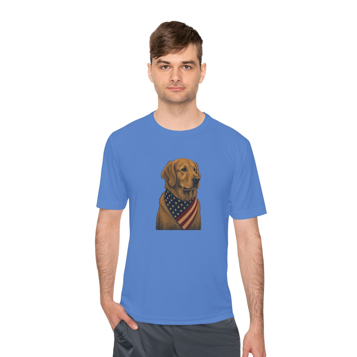 Patriotic Golden Retriever American Flag Bandana Men's Dry-Fit Performance Tee