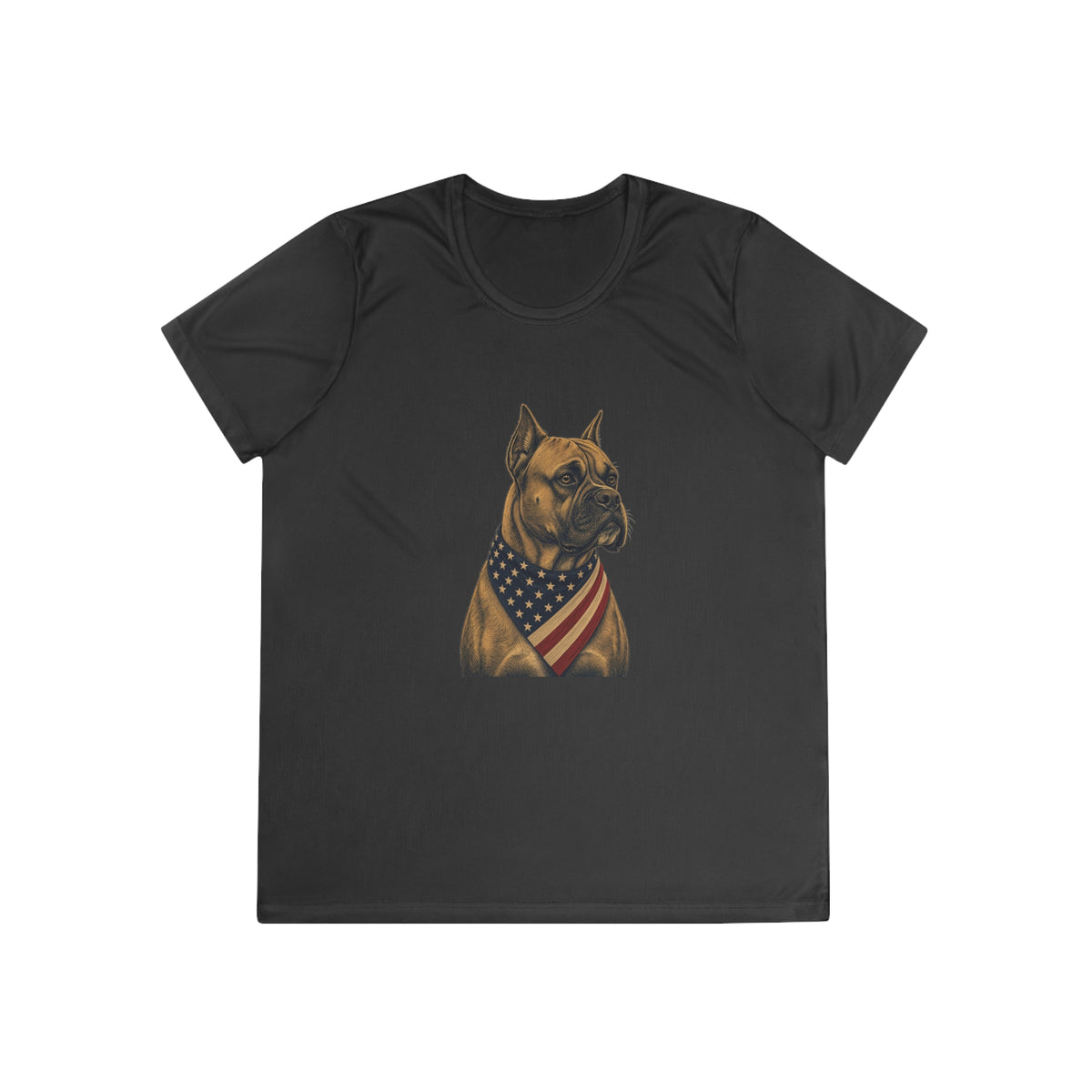Patriotic Boxer American Flag Bandana Women's Dry-Fit Performance Tee