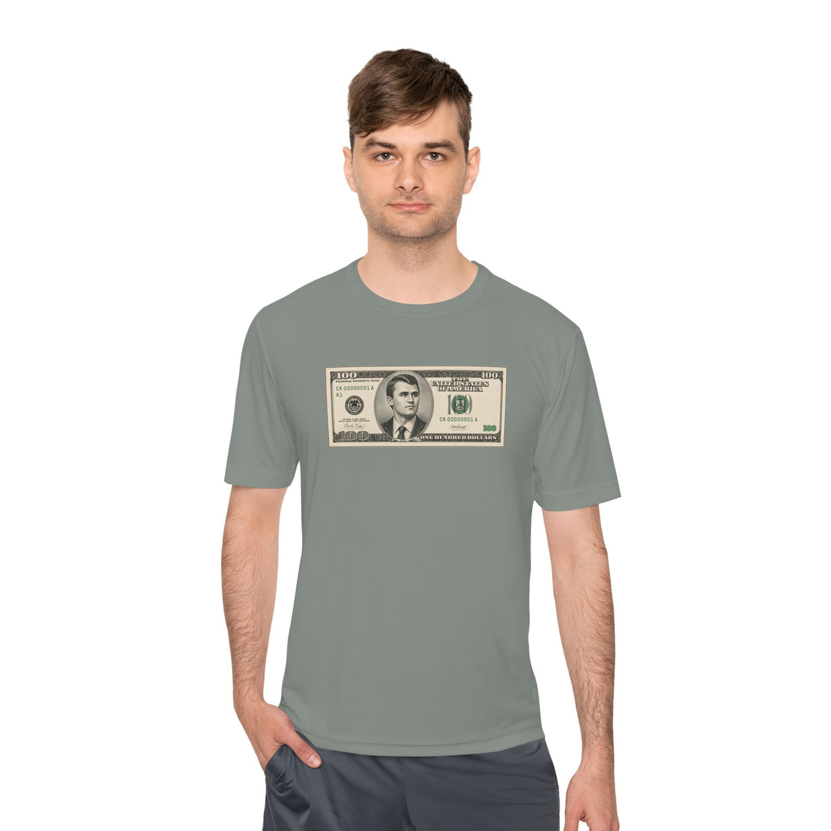 Charlie Kirk $100 Bill Men's Dry-Fit Performance Tee