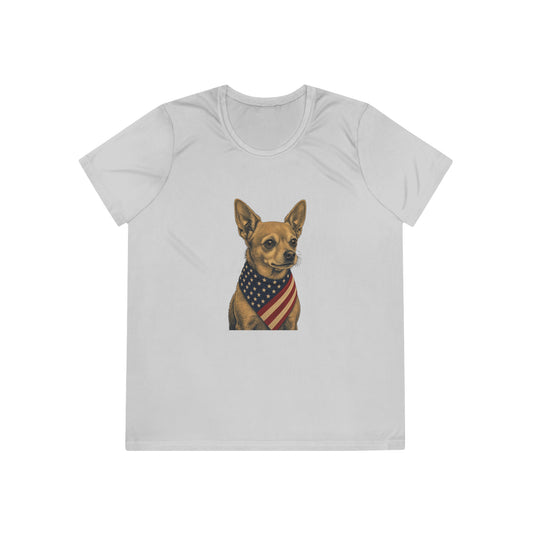 Patriotic Chihuahua American Flag Bandana Women's Dry-Fit Performance Tee
