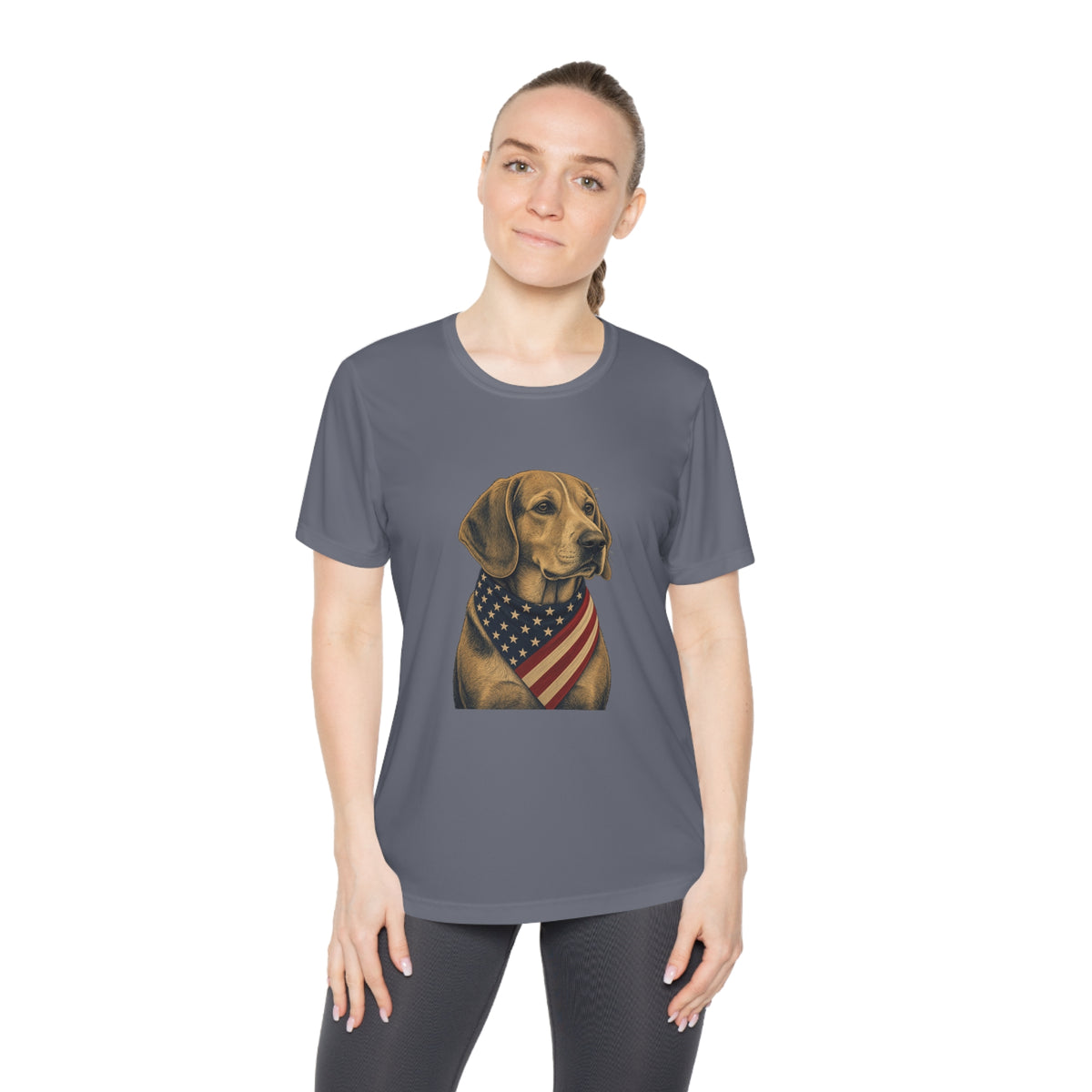 Patriotic Beagle American Flag Bandana Women's Dry-Fit Performance Tee