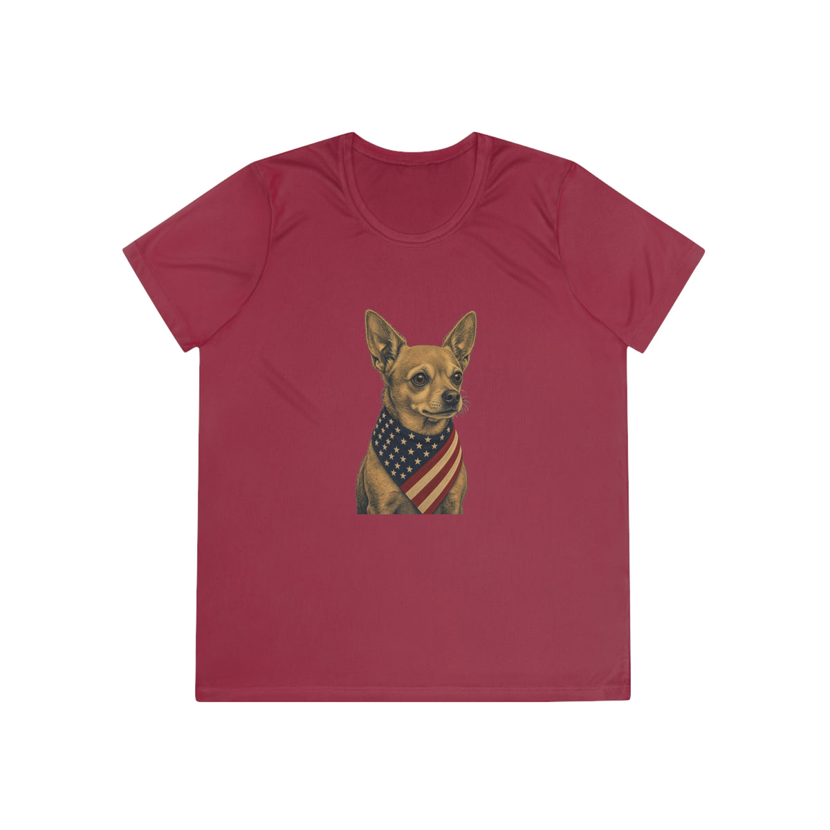 Patriotic Chihuahua American Flag Bandana Women's Dry-Fit Performance Tee