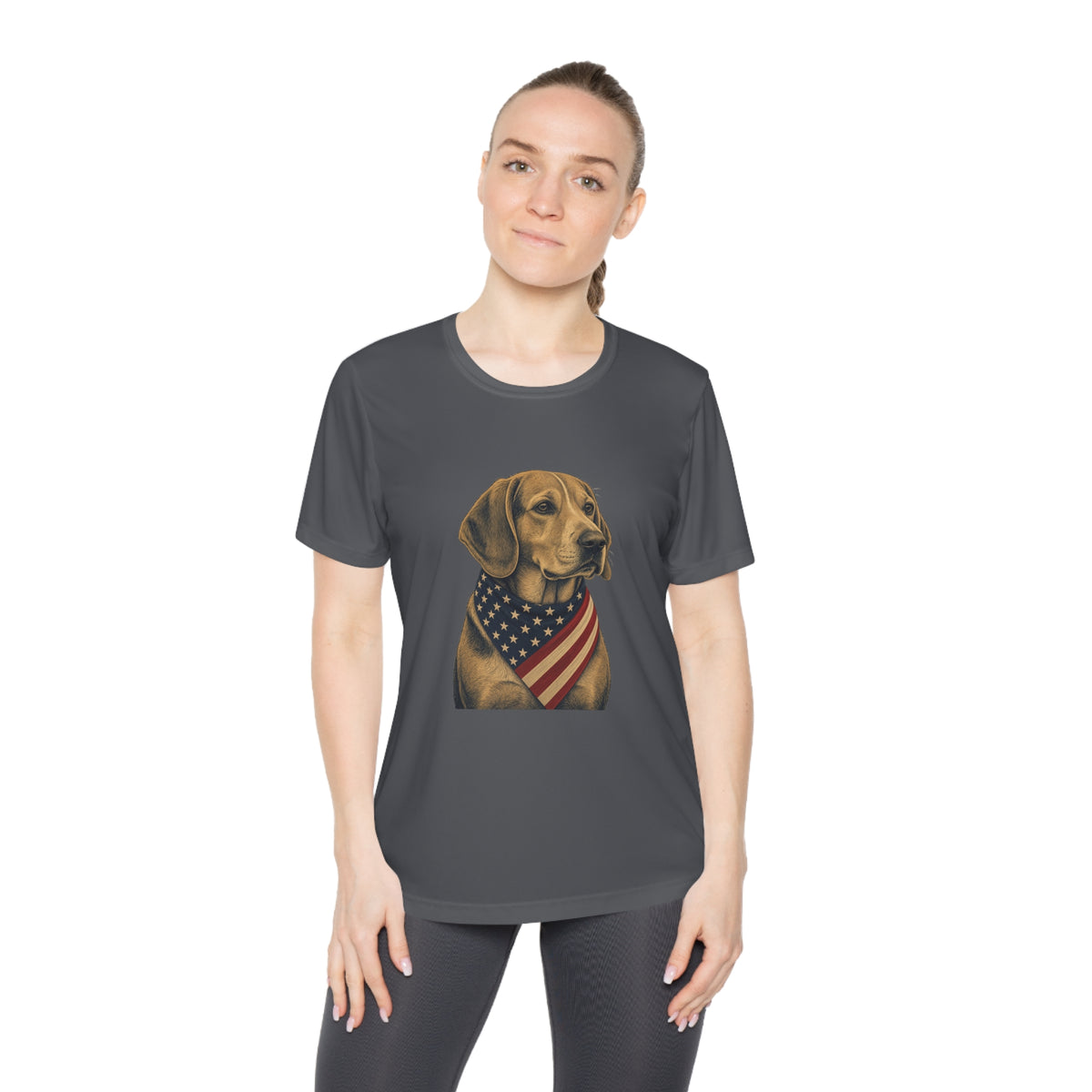 Patriotic Beagle American Flag Bandana Women's Dry-Fit Performance Tee