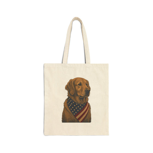 Golden Retriever Patriotic Pup Canvas Tote Bag