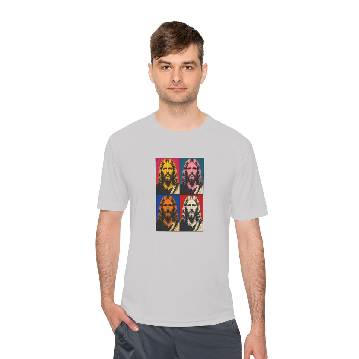 Jesus Pop Art Grid Men's Dry-Fit Performance Tee