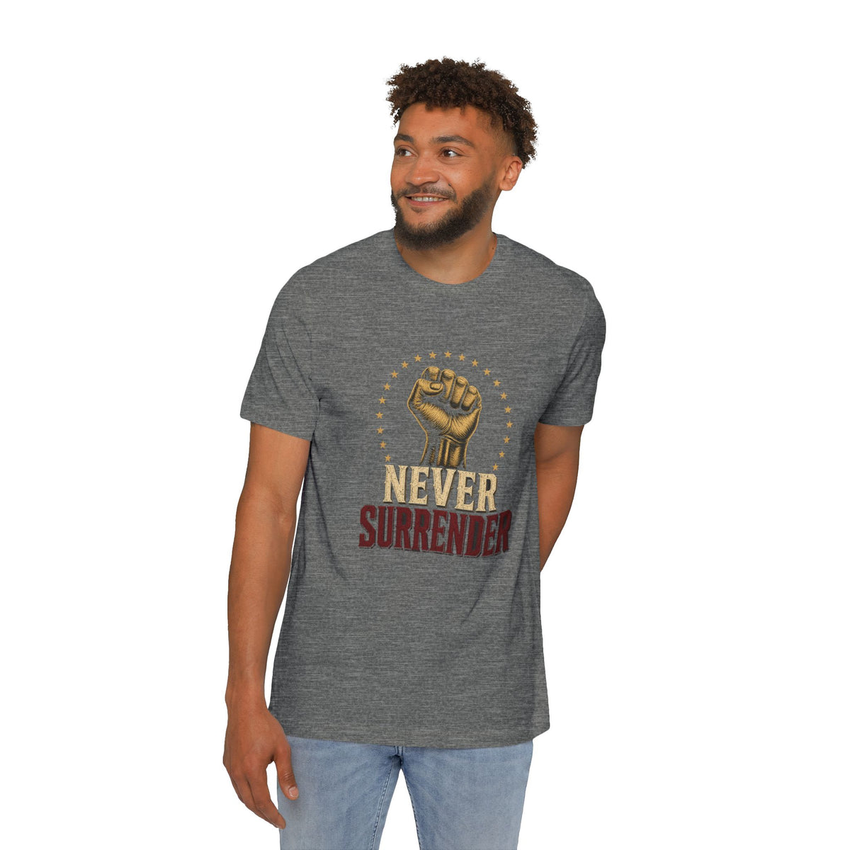 Never Surrender Gold Fist Lightweight Tee