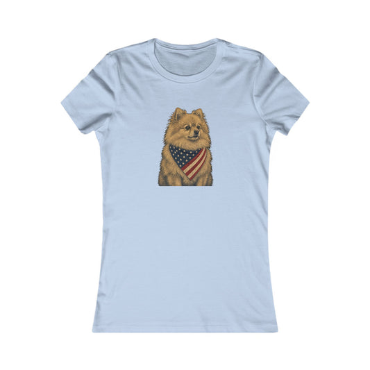 Patriotic Pomeranian American Flag Bandana Women's Slim Fit Tee