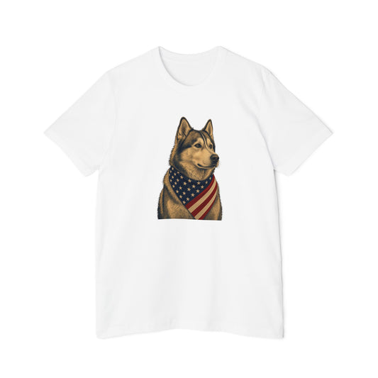 Patriotic Husky American Flag Bandana Lightweight Tee
