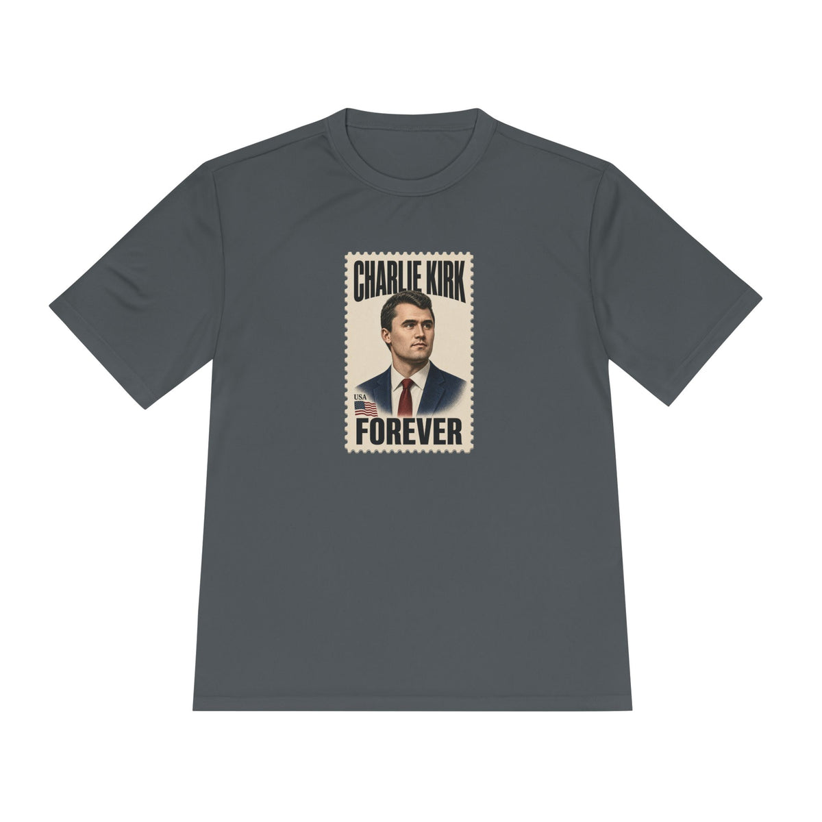Charlie Kirk Forever Stamp Men's Dry-Fit Performance Tee