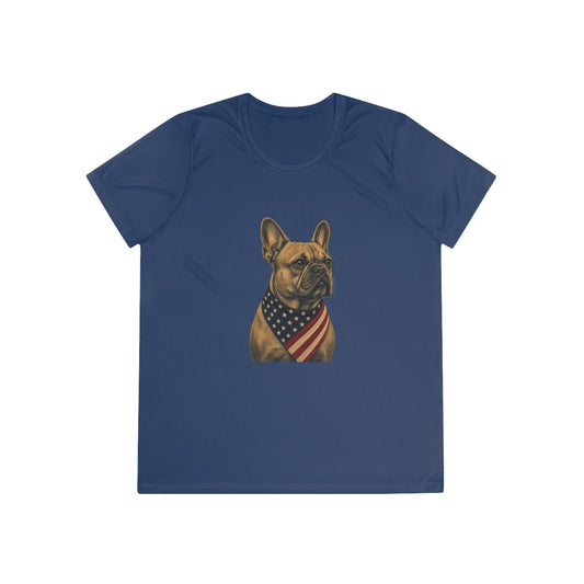 Patriotic French Bulldog American Flag Bandana Women's Dry-Fit Performance Tee