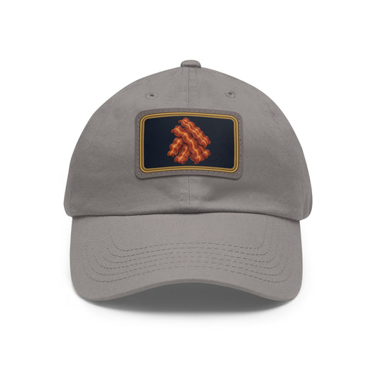 Bacon Pile Faux Leather Patch Dad Hat
