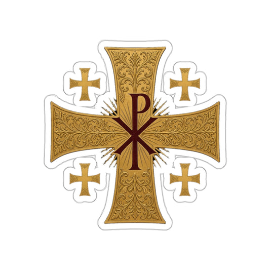 Chi-Rho Jerusalem Cross Die-Cut Sticker