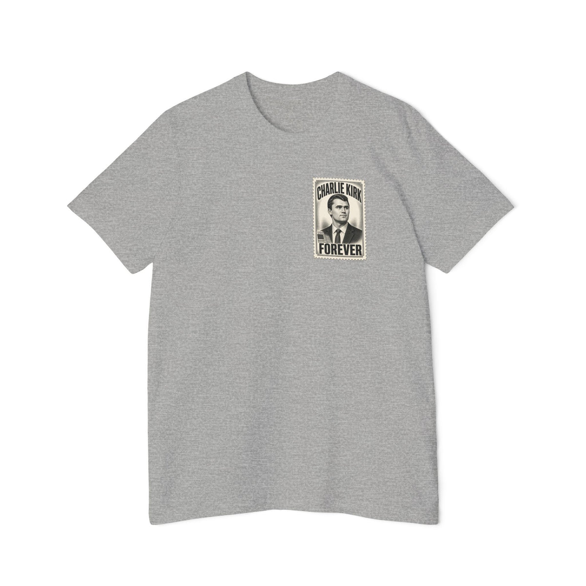 Charlie Kirk Prove Me Wrong Lightweight Tee in Athletic Heather – flat front