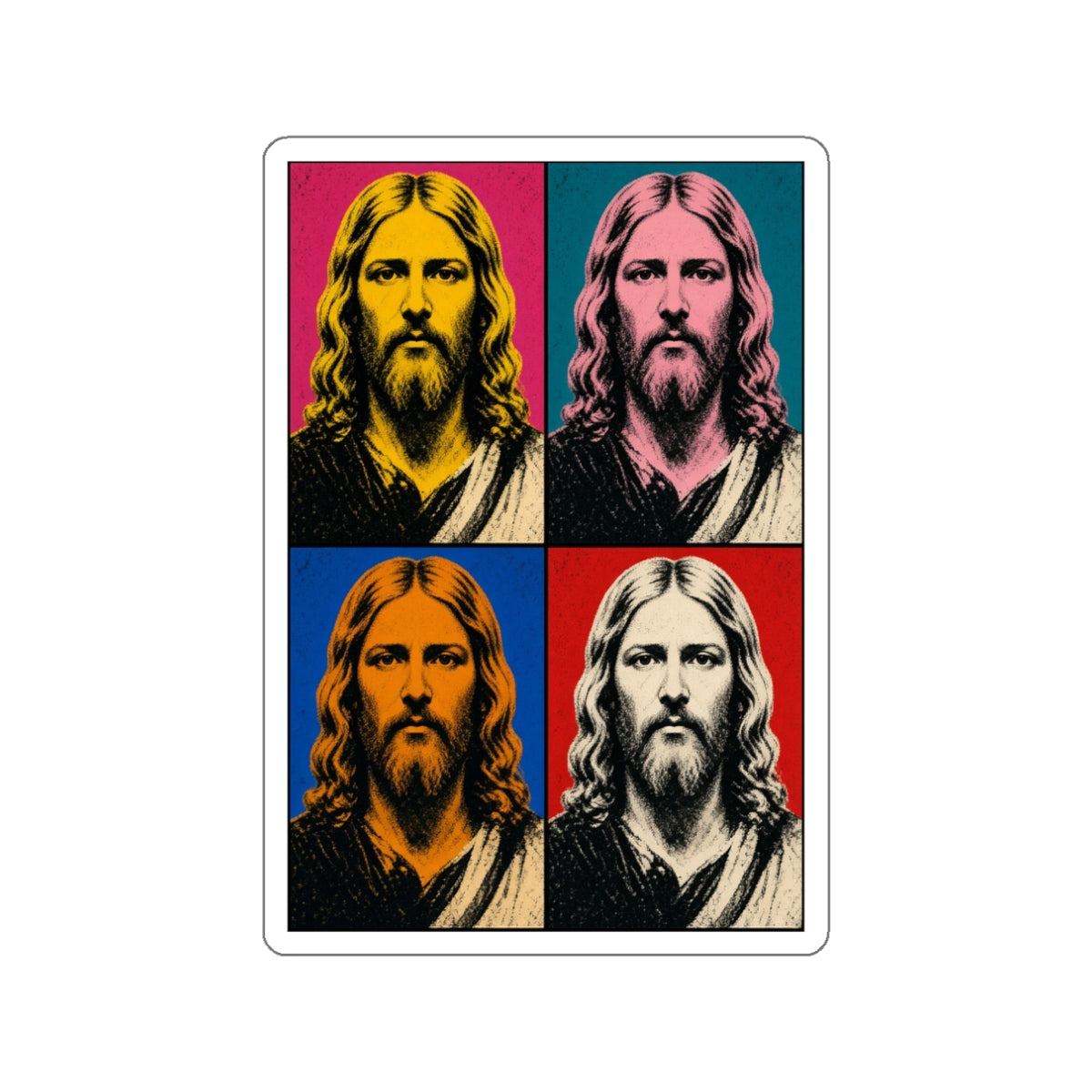 Jesus Pop Art Grid Die-Cut Sticker