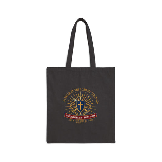 Hands to War Psalm 144:1 Canvas Tote Bag