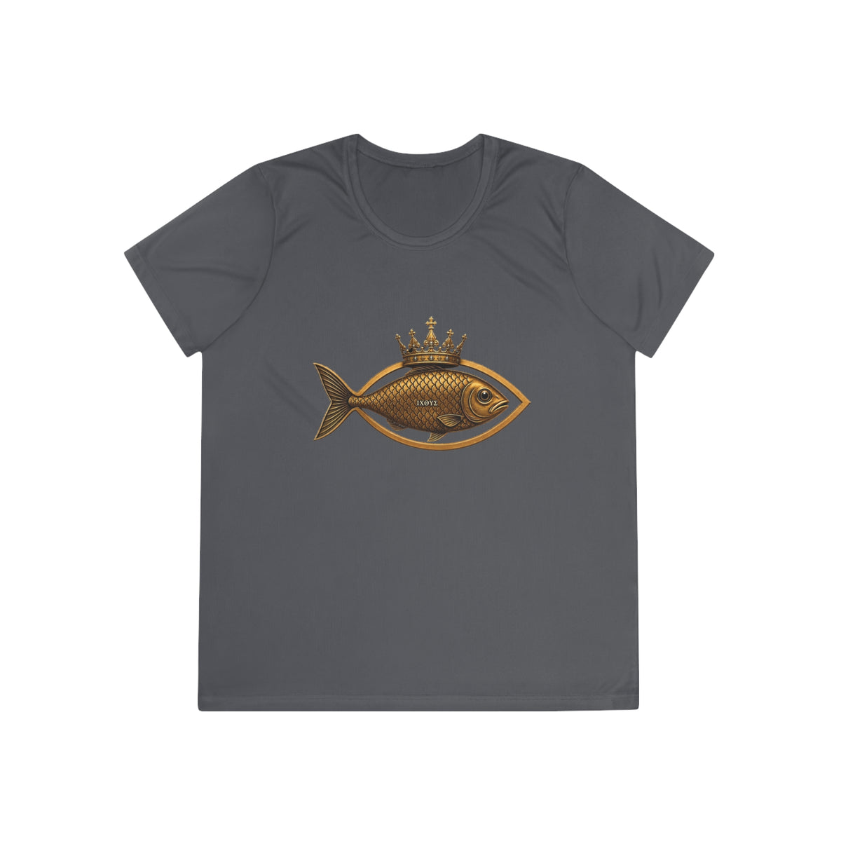 Crowned Ichthys Jesus Fish Women's Dry-Fit Performance Tee