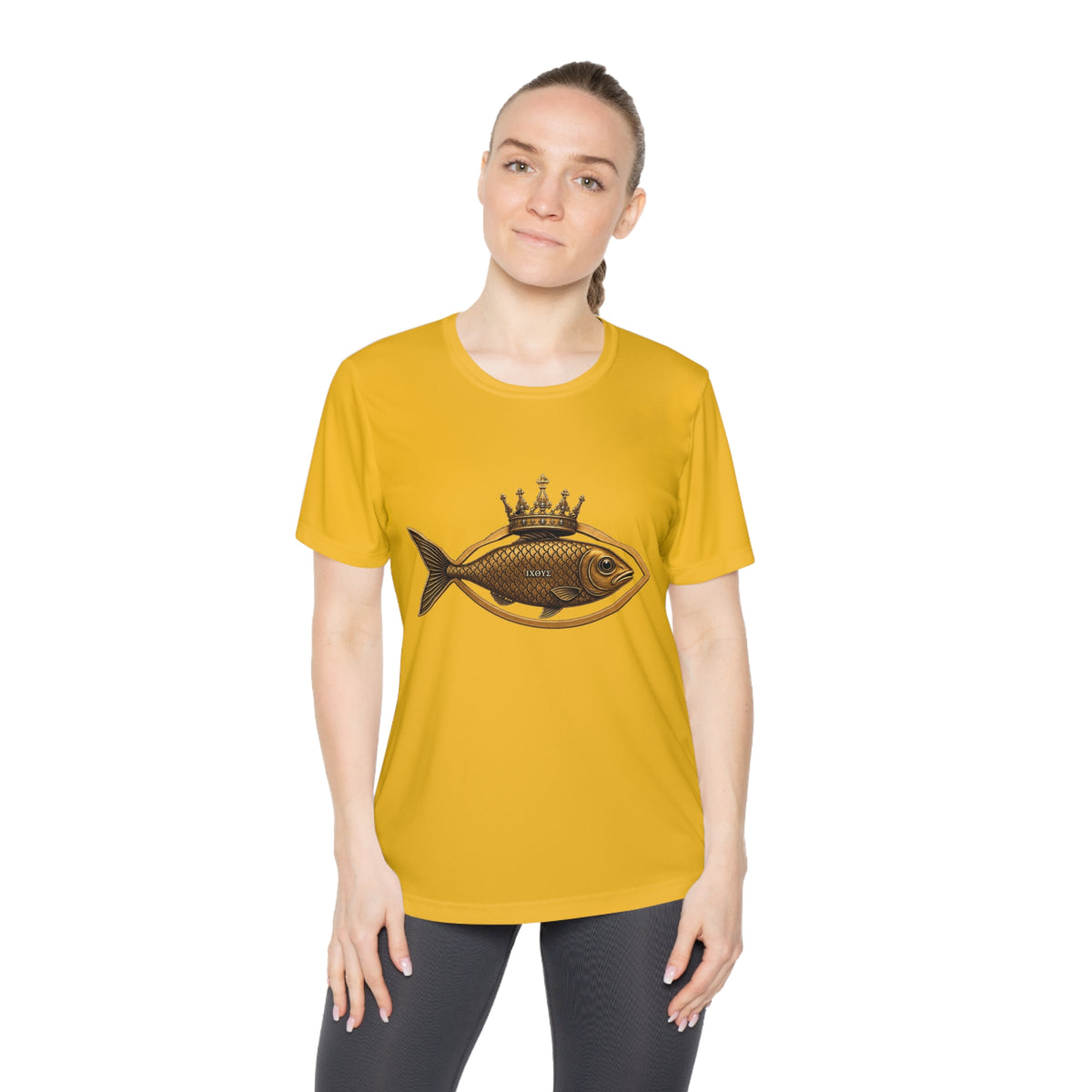 Crowned Ichthys Jesus Fish Women's Dry-Fit Performance Tee
