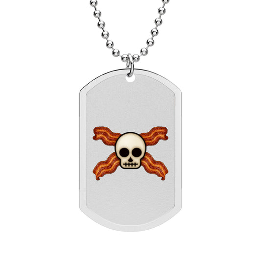Bacon Jolly Roger Dog Tag Necklace