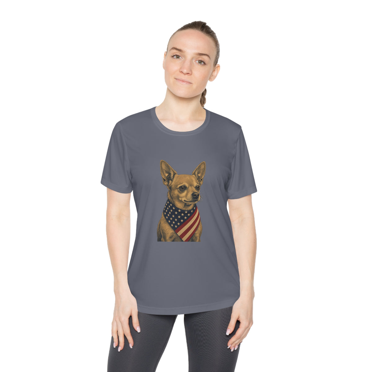 Patriotic Chihuahua American Flag Bandana Women's Dry-Fit Performance Tee